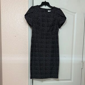 Calvin Klein Elegant Black Plaid Dress